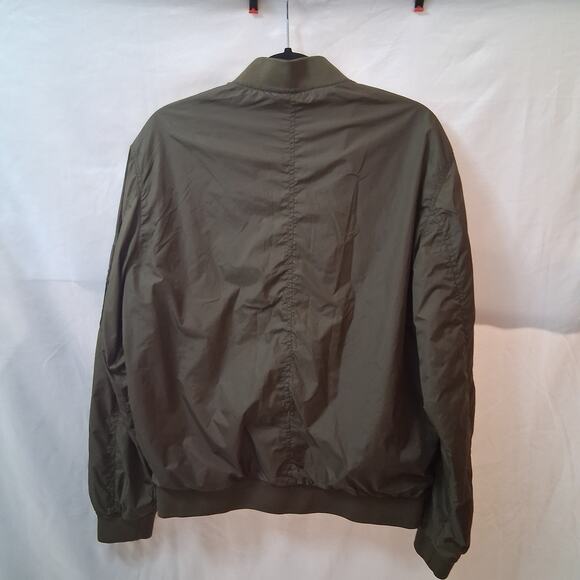 H&M Olive Army Green Lightweight Bomber Men Jacket Size-L - Picture 6 of 15